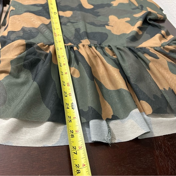 Zara Trafaluc Camo Fatigue Sheer Peplum Top Hi Lo Oversized Sz M - Picture 9 of 9